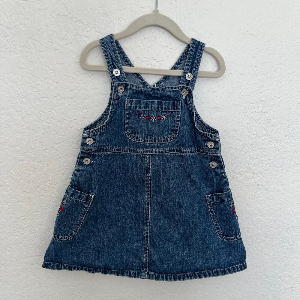 Vintage Y2K (Spring 2000) Old Navy 3T Embroidered Denim Overall Dress